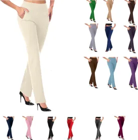2025New Work Pants for Women Stretch Business Casual Wide Leg Dress Pants, High Waist Bell Bottoms