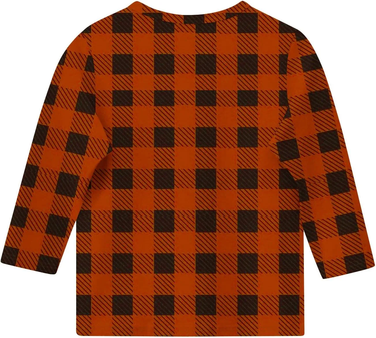 3/4 Length Sleeve Girls Tops Cute Plaid Print Tees Basic Crewneck Tops Trendy Blouses Back to School Outfits for Girls