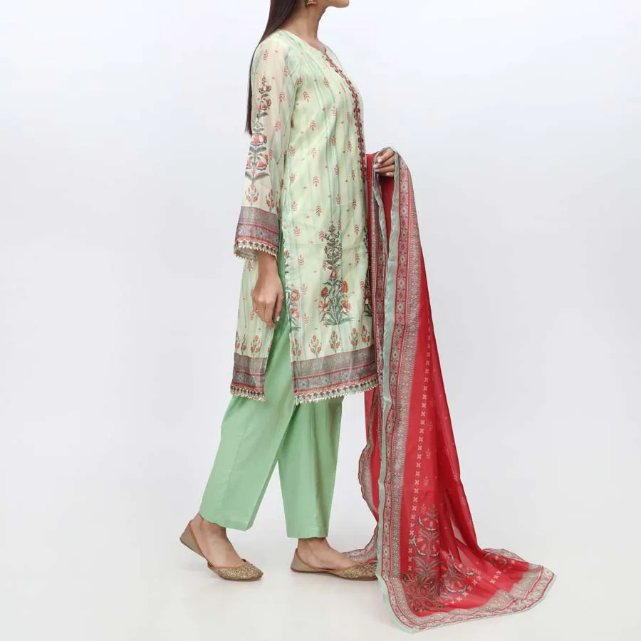 3PC- Embellished Tussar Silk Suit PW3203