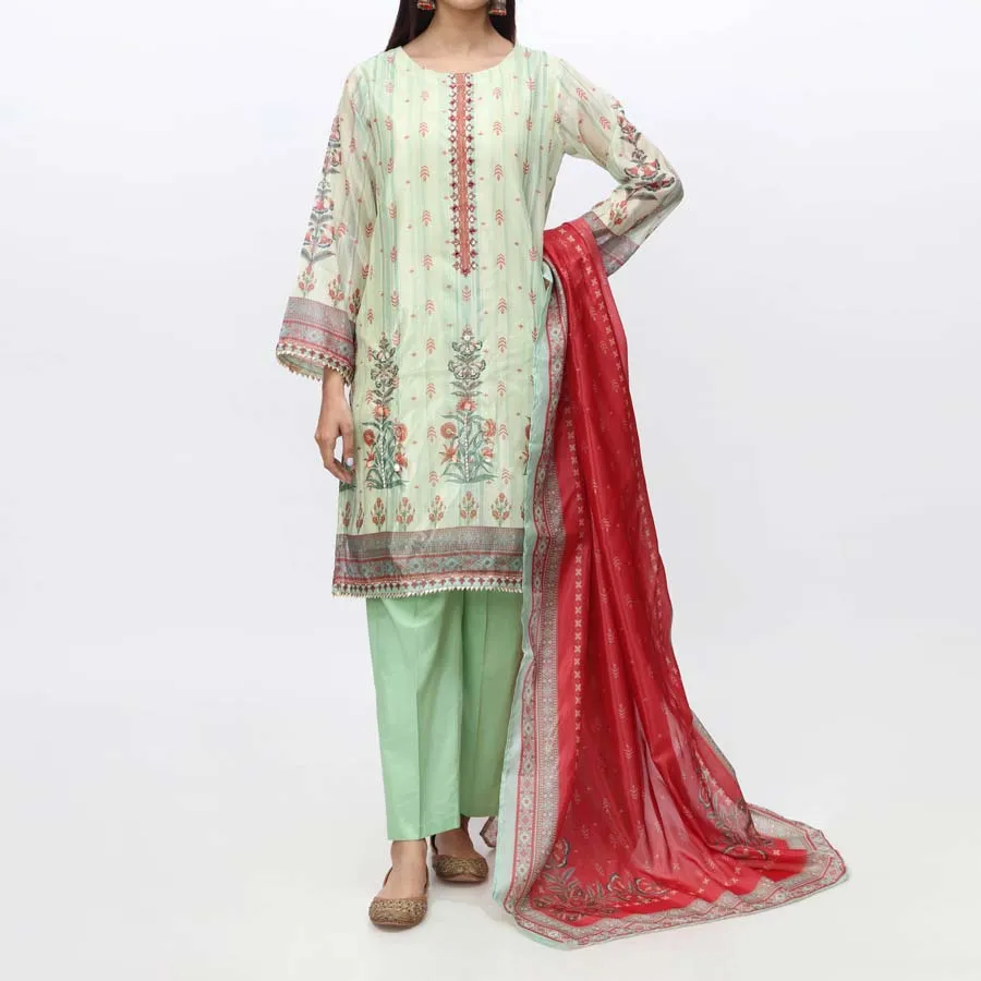 3PC- Embellished Tussar Silk Suit PW3203