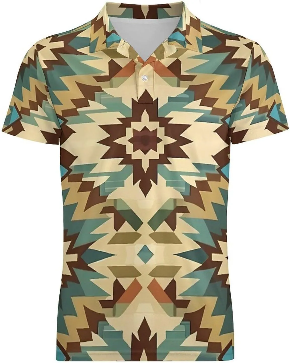 Aztec Style Vintage Bohemian Men's Polo Shirt Short Sleeve T Shirt Casual Summer Golf Shirt Athletic Top