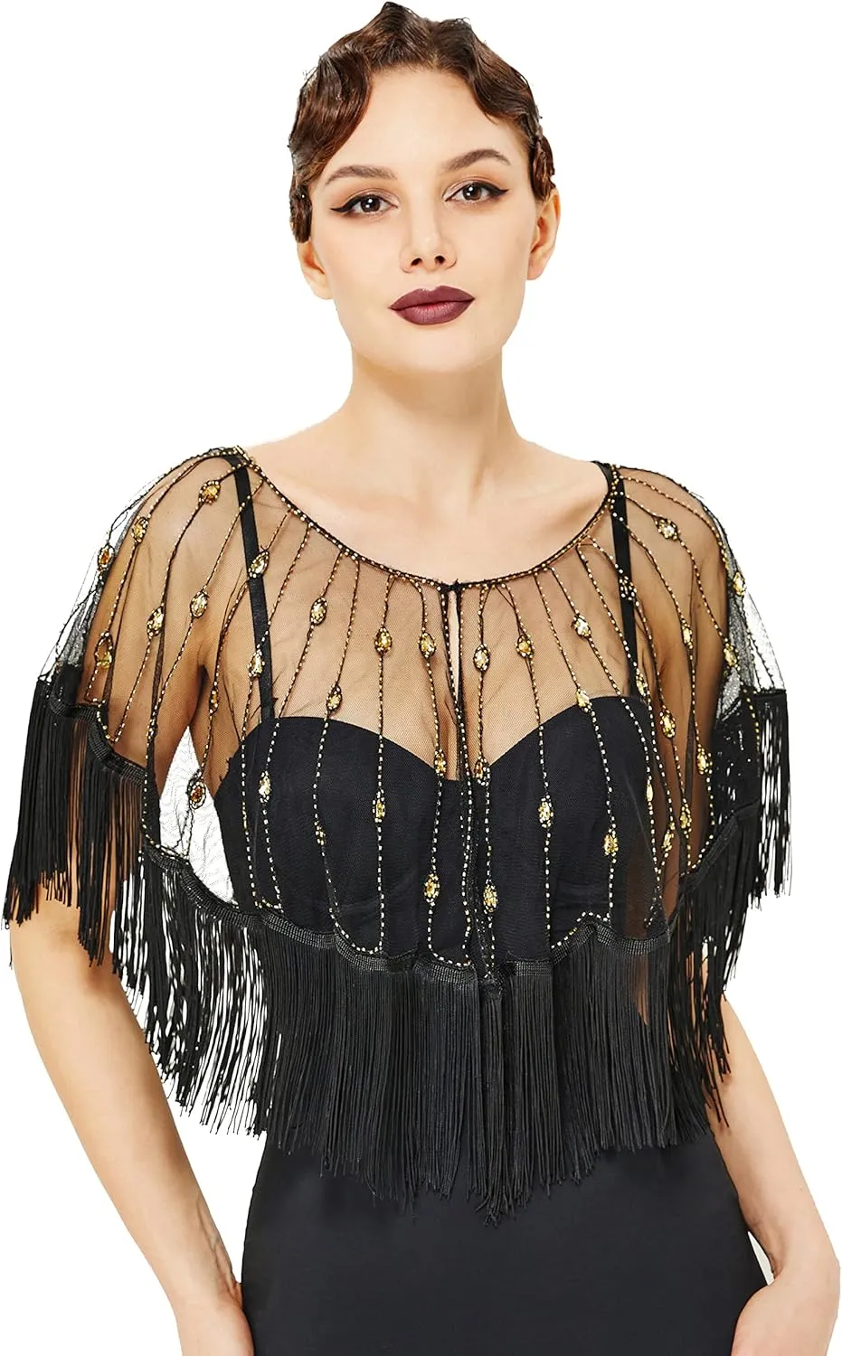 BABEYOND Sequin Beaded Shawl Wrap 1920s Evening Cape Shawl Gatsby for Evening Dresses Wedding Party