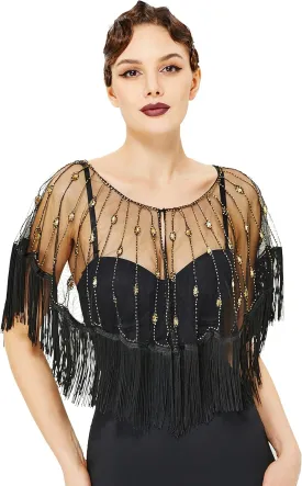 BABEYOND Sequin Beaded Shawl Wrap 1920s Evening Cape Shawl Gatsby for Evening Dresses Wedding Party