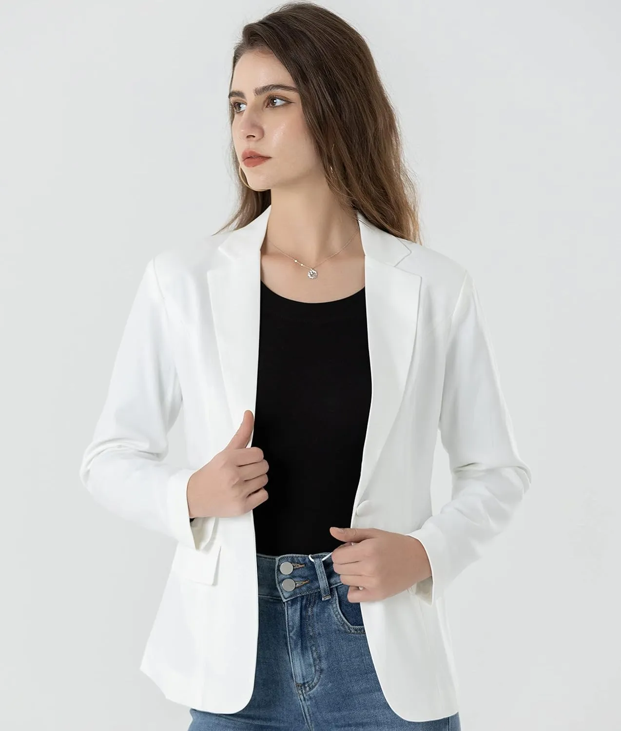 Beninos Womens Business Casual Blazer Office Work Solid Suit Jacket