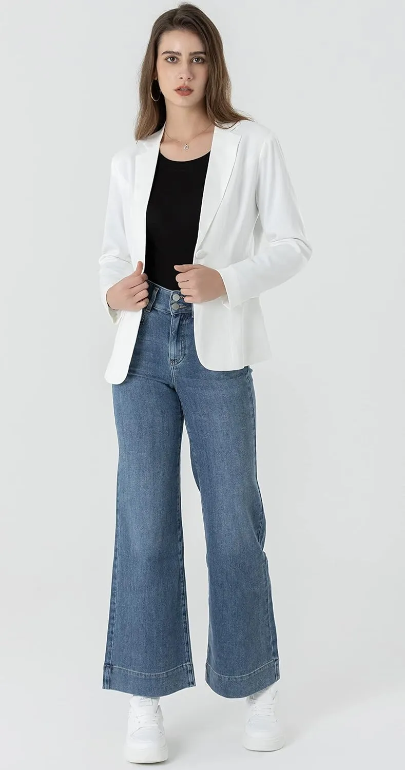 Beninos Womens Business Casual Blazer Office Work Solid Suit Jacket
