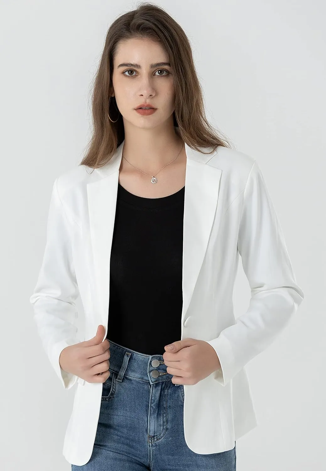 Beninos Womens Business Casual Blazer Office Work Solid Suit Jacket