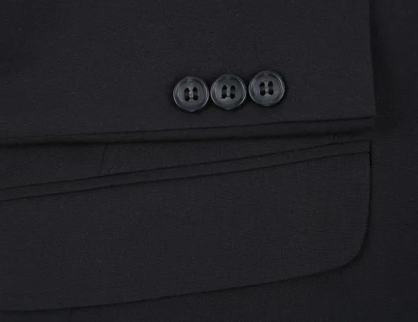 Black Stretch Trim Fit 2 Pc Suit