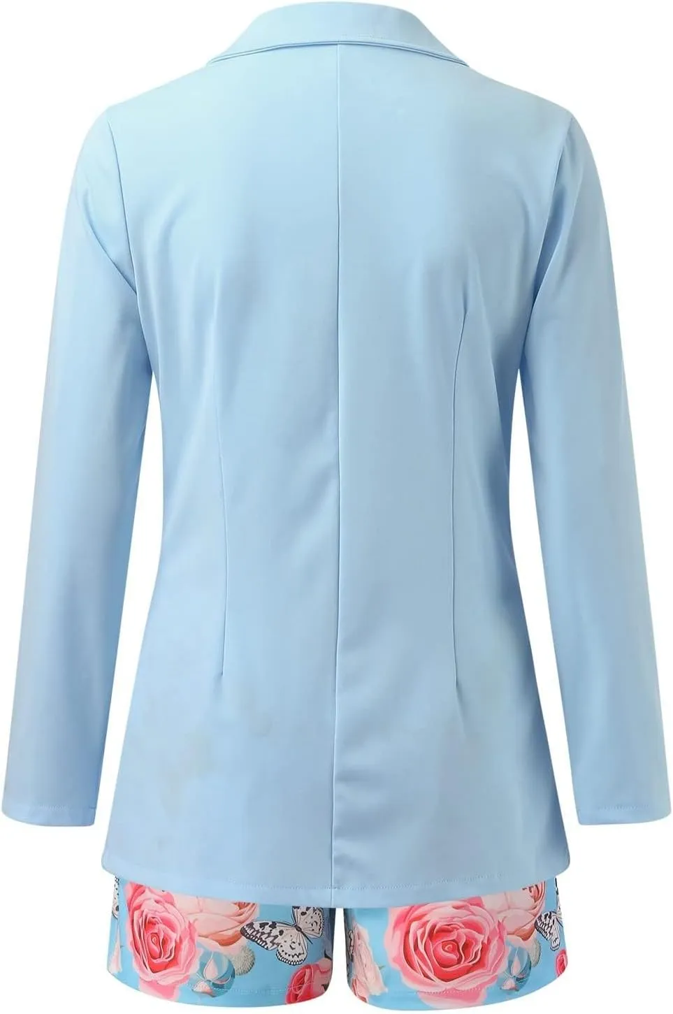 Blazer Sets Women 2 Piece Outfits with Belt Long Sleeve Coat Casual Office Blazers Jackets Shorts Suit, Small