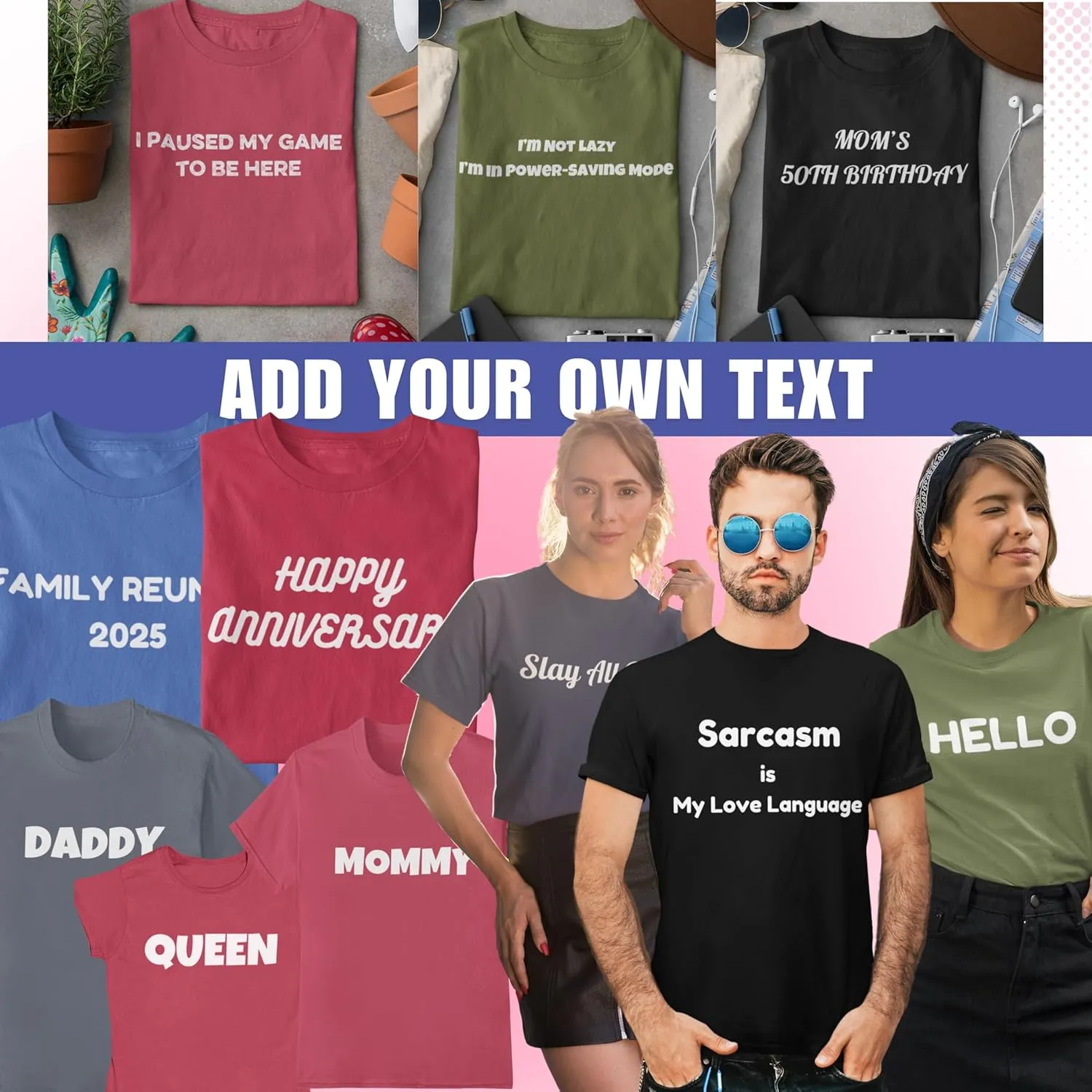 Custom T-Shirt Add Your Text for Men & Women Unisex Personalized Shirt