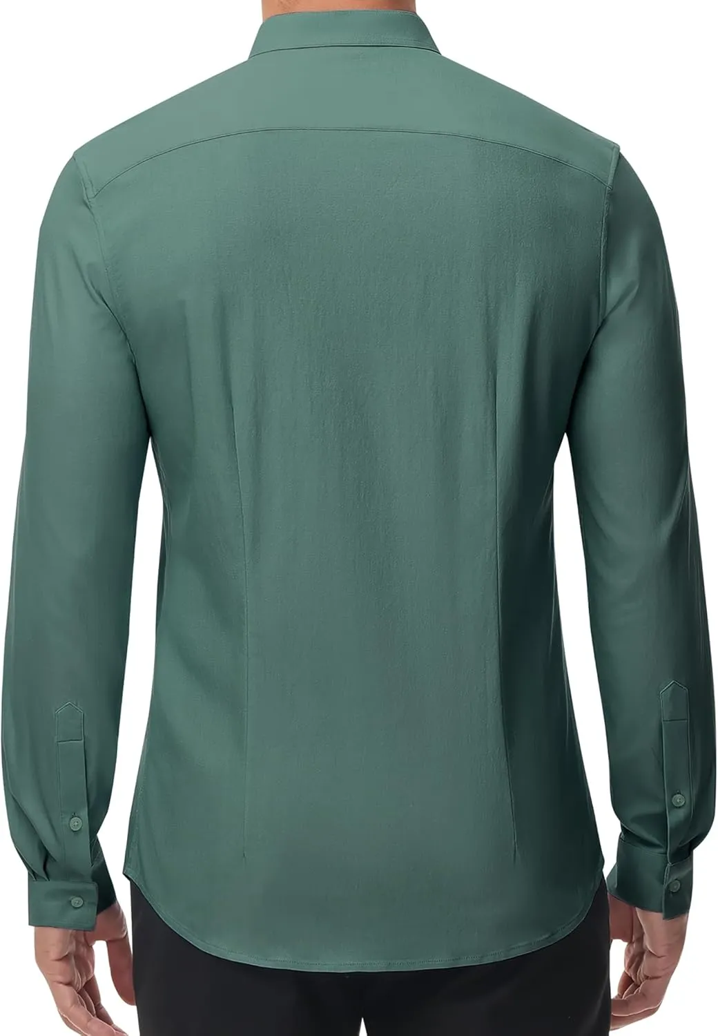 DEMEANOR Band Collar Dress Shirts for Men Stretch Dress Shirts Collarless Button Down Long Sleeve Shirts Muscle Fit