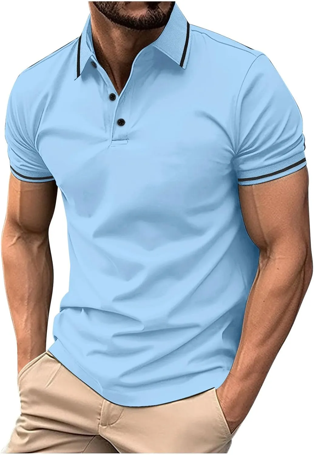 generic Mens Casual Short Sleeve Golf Polos Shirts Stylish Men Dress Tshirts Business Guys Summer Tops Clothing Regular Fit