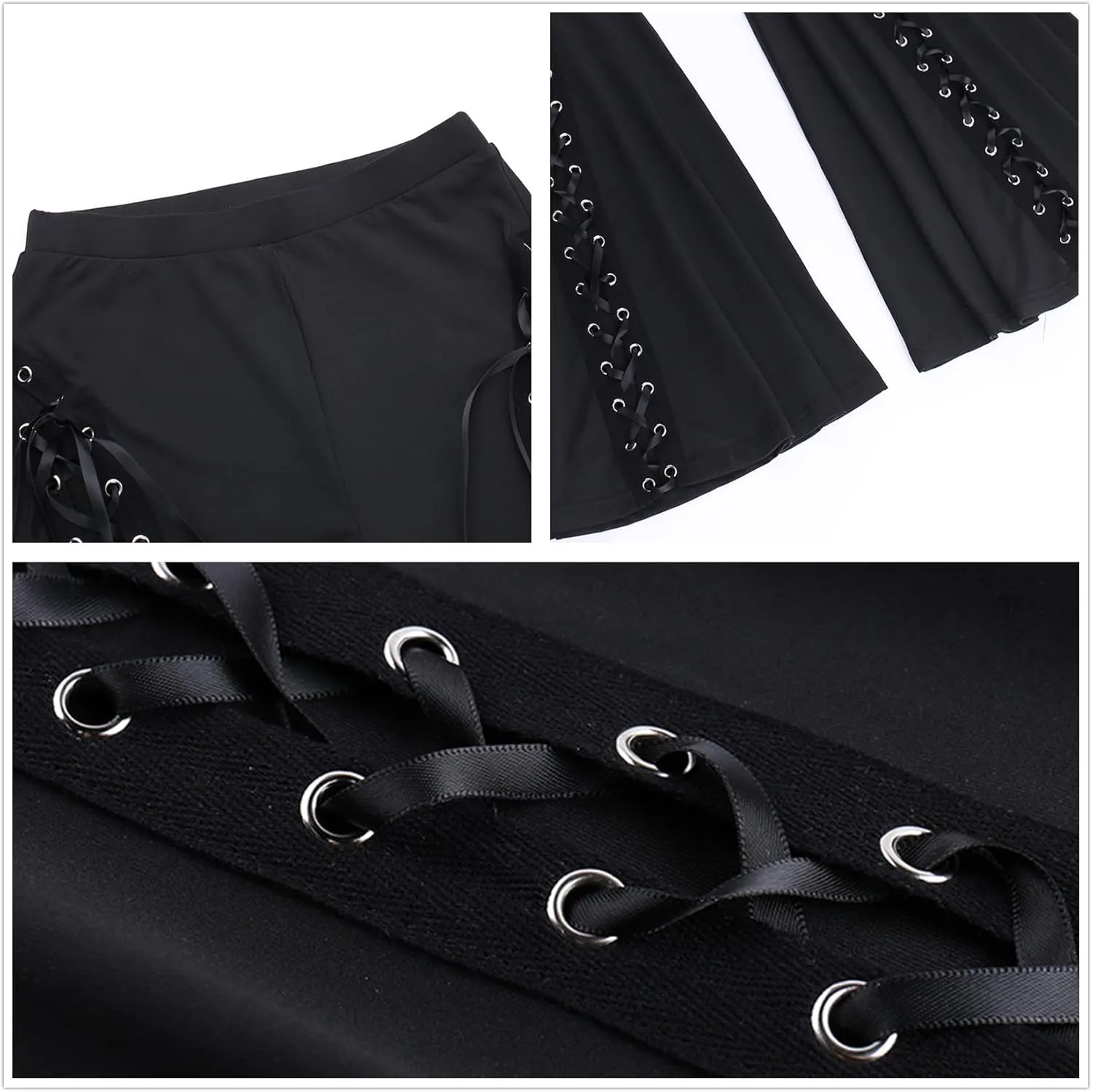 Gothic Bottom Pants for Women Punk Wide Leg Rave Goth Disco Festival
