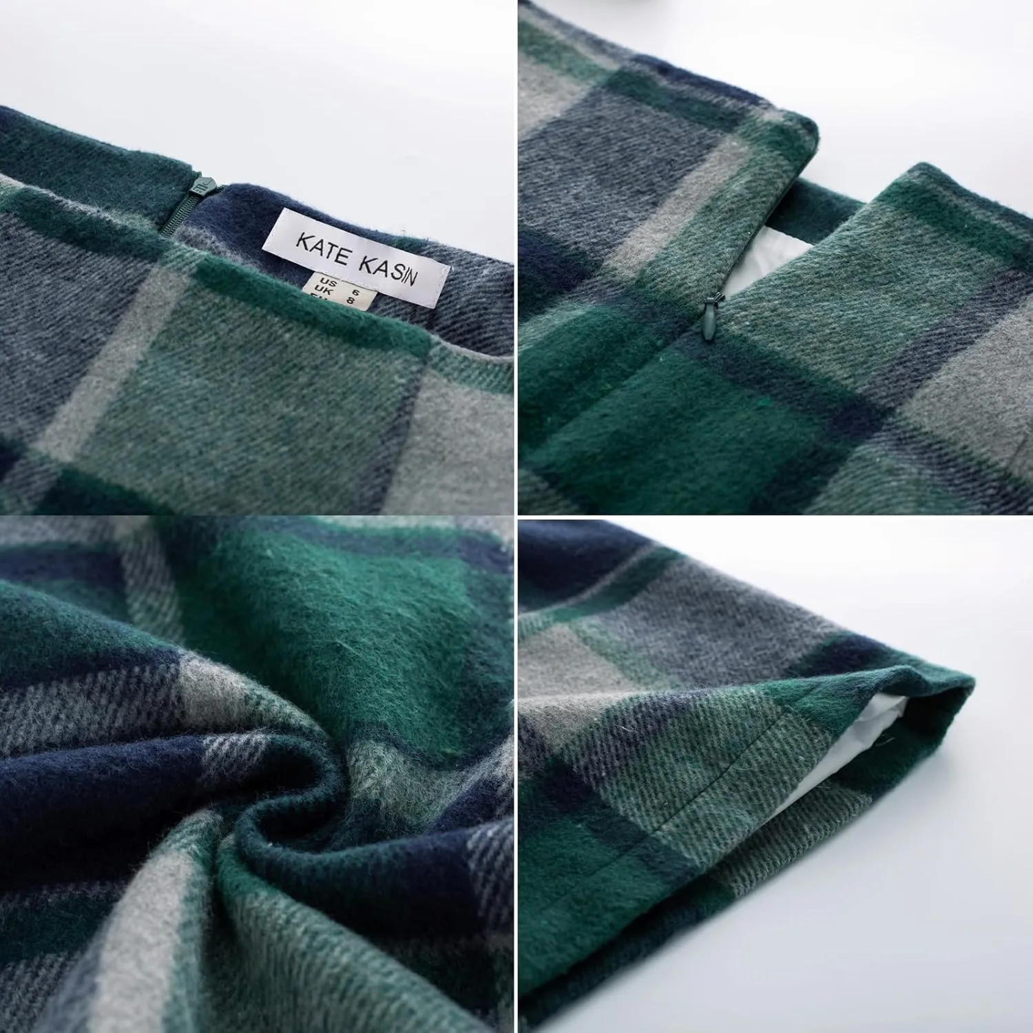 Kate Kasin 2025 Plaid Pencil Skirts for Women High Waisted Casual Stretch Bodycon Mini Skirt