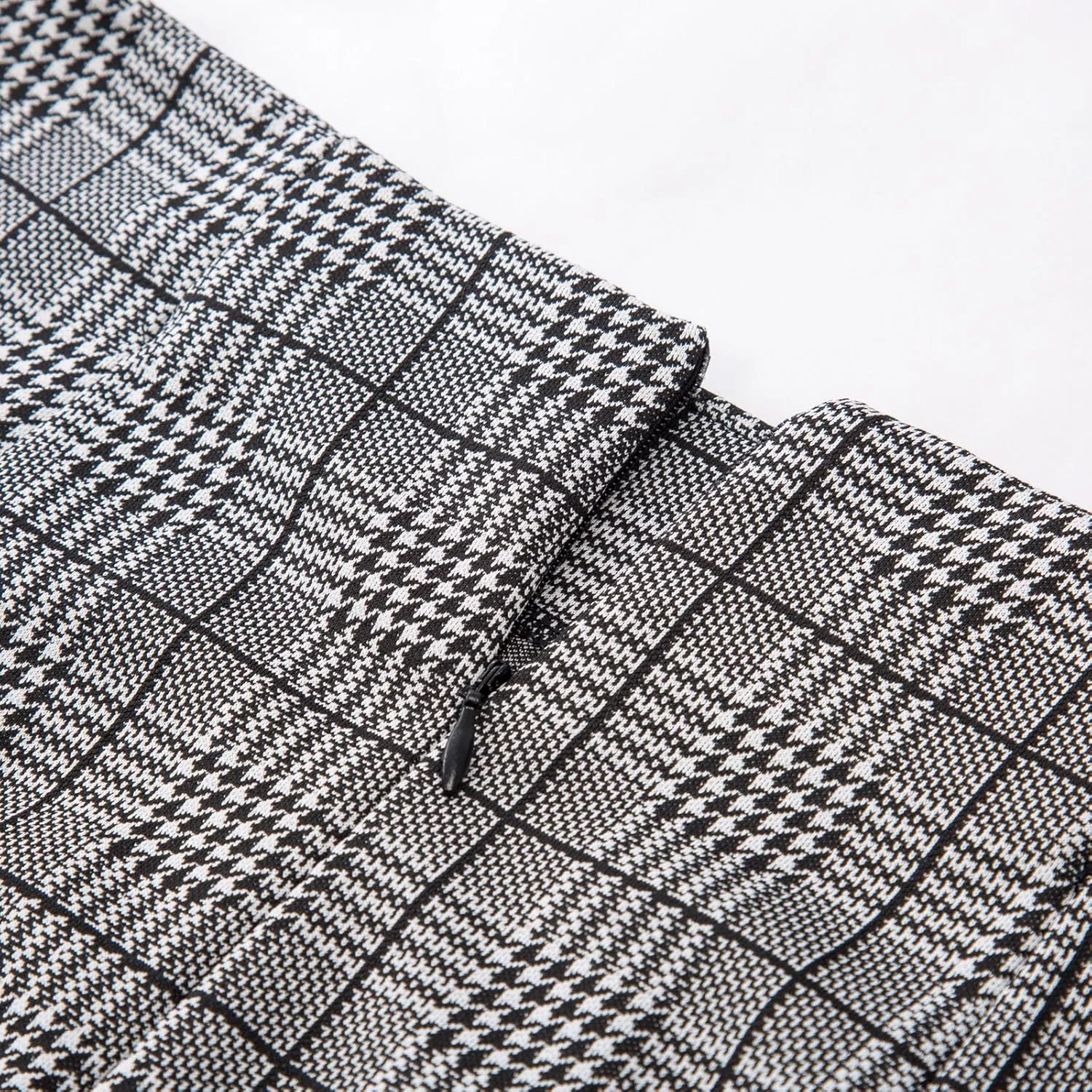 Kate Kasin Womens Knee Length Elastic Waist Stretchy Bodycon Plaid Business Pencil Skirt