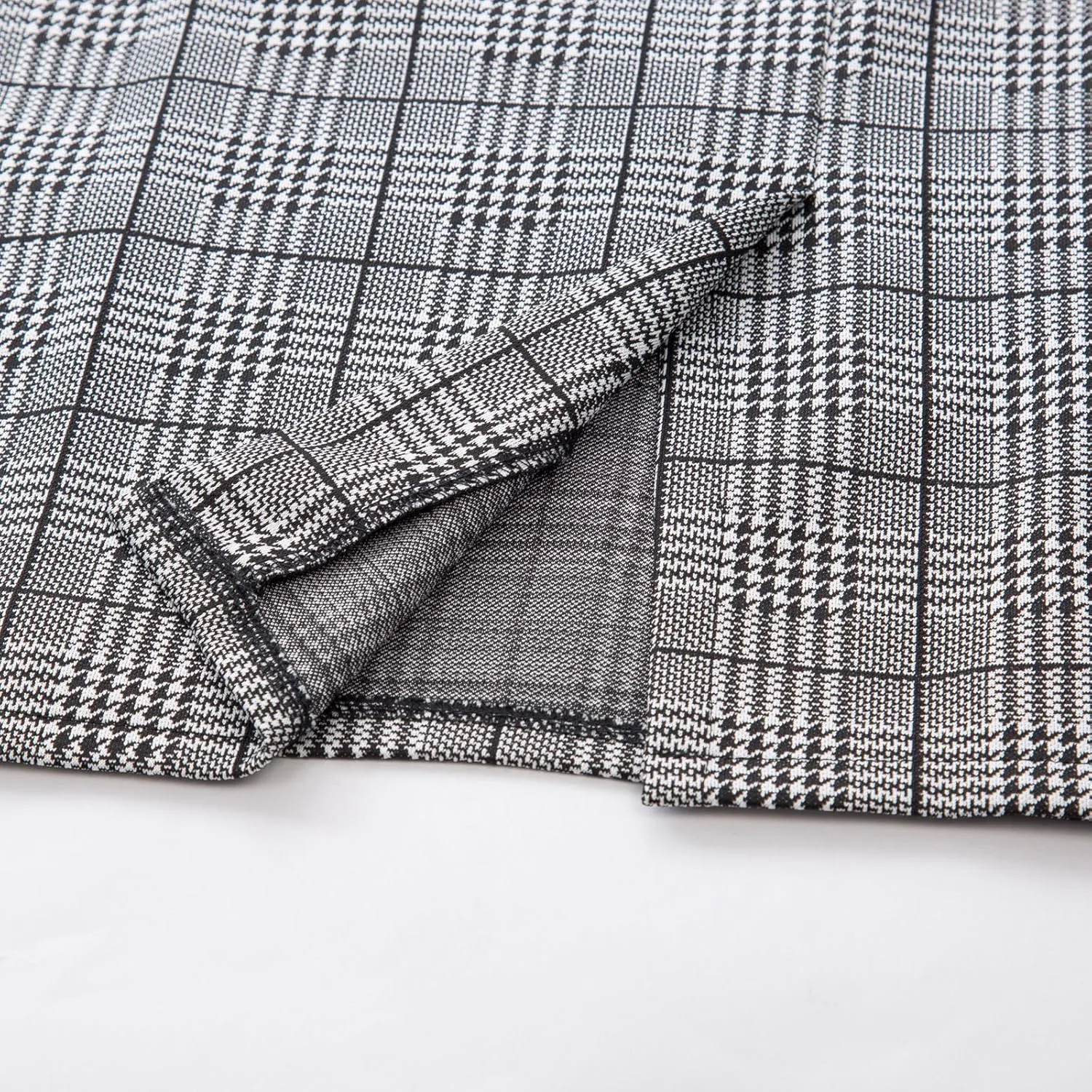 Kate Kasin Womens Knee Length Elastic Waist Stretchy Bodycon Plaid Business Pencil Skirt