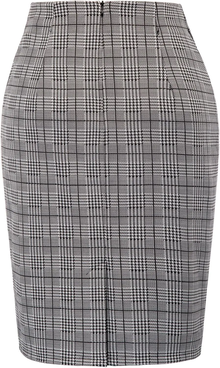 Kate Kasin Womens Knee Length Elastic Waist Stretchy Bodycon Plaid Business Pencil Skirt