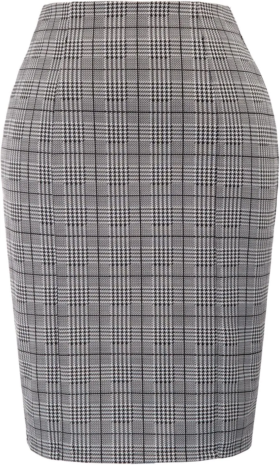 Kate Kasin Womens Knee Length Elastic Waist Stretchy Bodycon Plaid Business Pencil Skirt