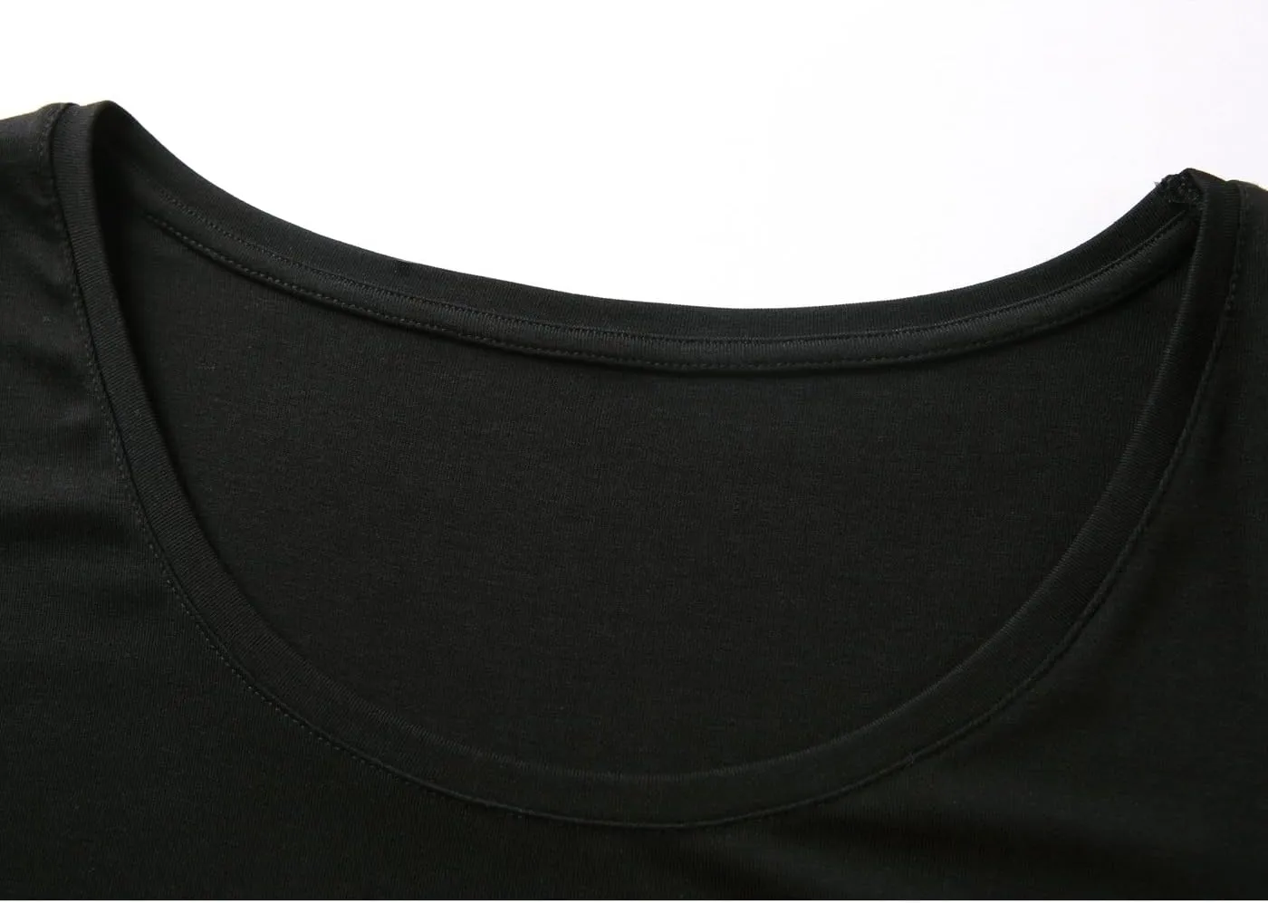 Liang Rou Women's Mini-Ribbed Stretch Scoop Neck T-Shirt