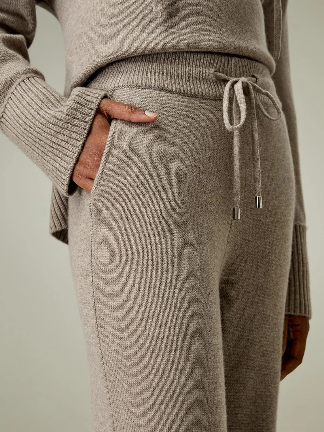 LilySilk Wool Trouser Women Full Length Wide Leg Ladies Pants Oversize Fit Casual Legging with Woven Plain Knit Pattern