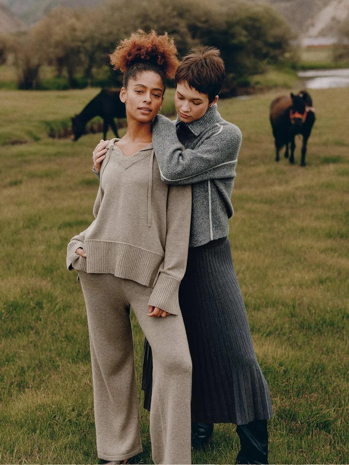LilySilk Wool Trouser Women Full Length Wide Leg Ladies Pants Oversize Fit Casual Legging with Woven Plain Knit Pattern