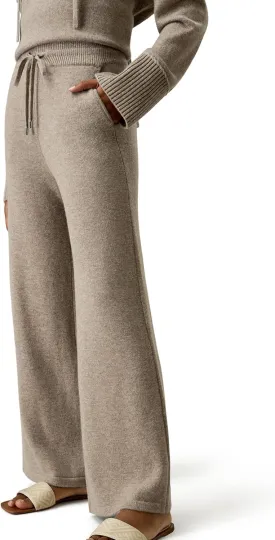 LilySilk Wool Trouser Women Full Length Wide Leg Ladies Pants Oversize Fit Casual Legging with Woven Plain Knit Pattern