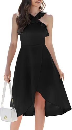 Meetjen Cocktail Party Dress Halter Neck Midi Wedding Guest Graduation 2025 Evening Sleeveless Prom Dresses