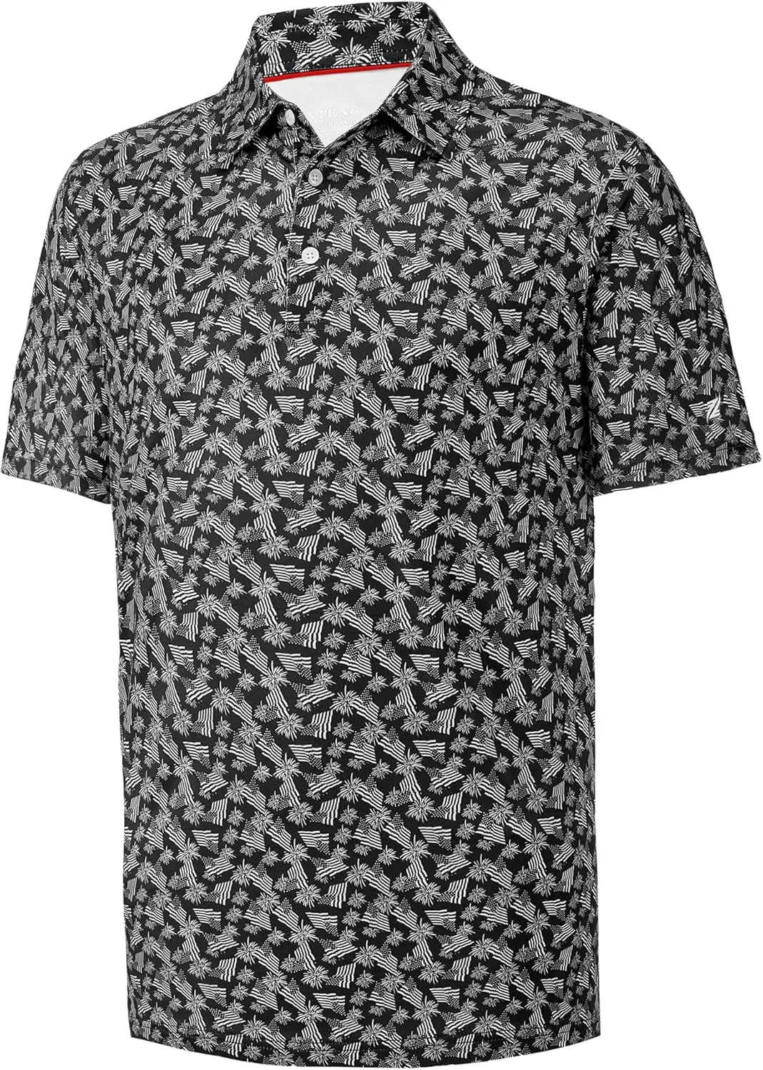 Mens Golf Shirt Short Sleeve Dry Fit Print Moisture Wicking Performance Patterns Collared Polo Shirt
