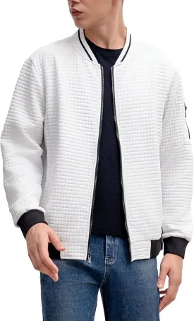 Mens Lightweight Bomber Jackets Casual Waffle Zip Up Fashion Varsity Jacket Plus Size Running Hiking Travel Coat Top