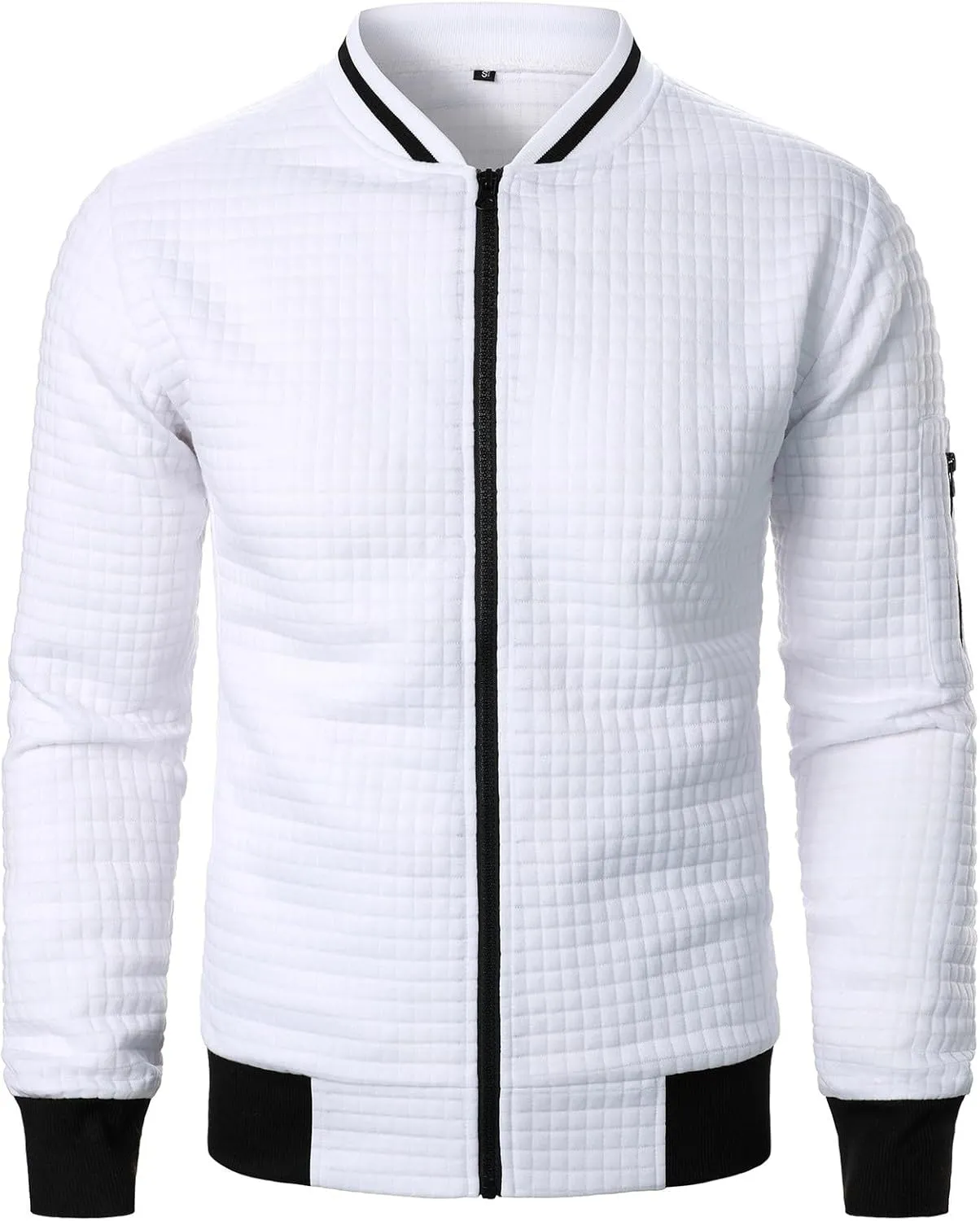 Mens Lightweight Bomber Jackets Casual Waffle Zip Up Fashion Varsity Jacket Plus Size Running Hiking Travel Coat Top