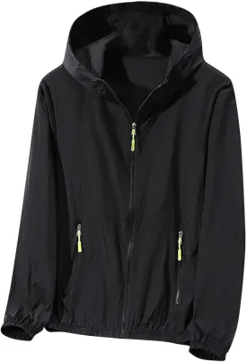 Mens Summer Jackets Plus Size Fashion Thin Sun Protection Hooded Sweatshirt Loose Comfy Pocket Sport Hoodies Coat