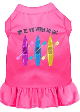 Not All Who Wander Embroidered Dog Dress Bright Pink Xl (16)