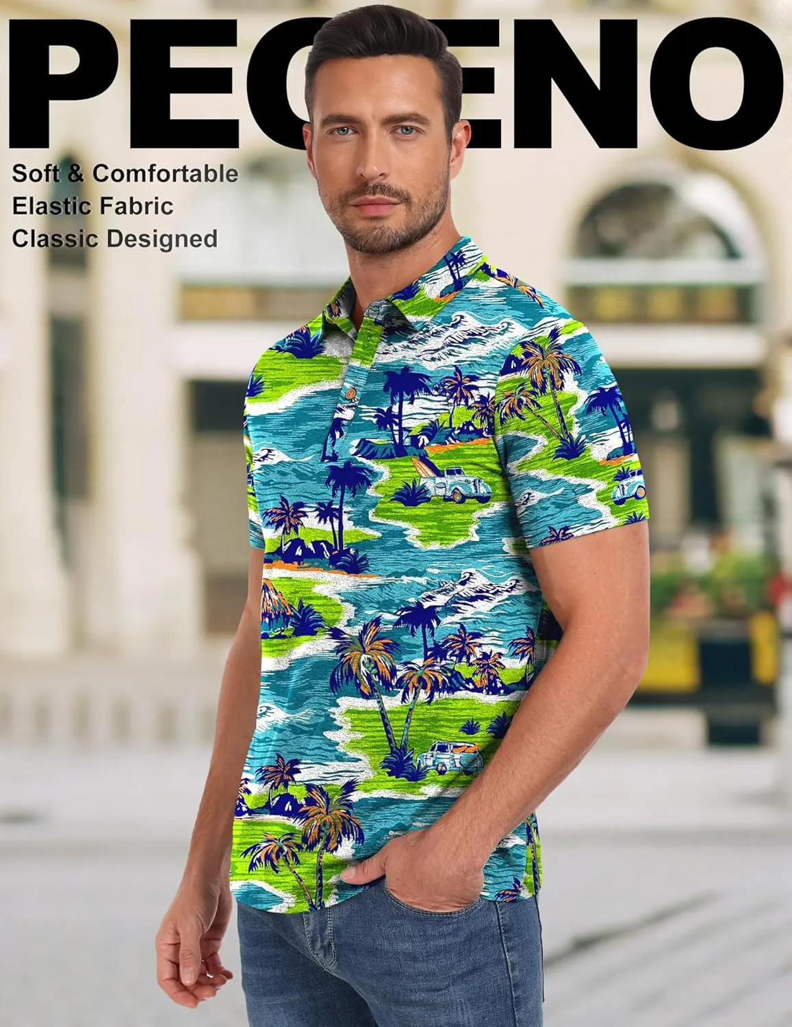 PEGENO Mens Polo Shirts Short Sleeve Casual Cotton Golf Shirts Performance Polo Shirts for Men