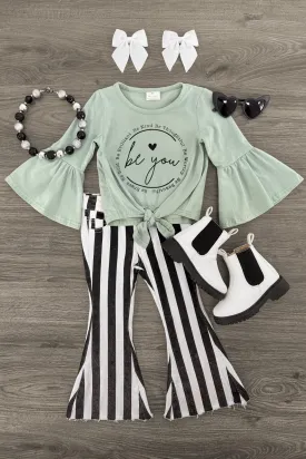 "Be You" Striped Denim Bell Bottom Set