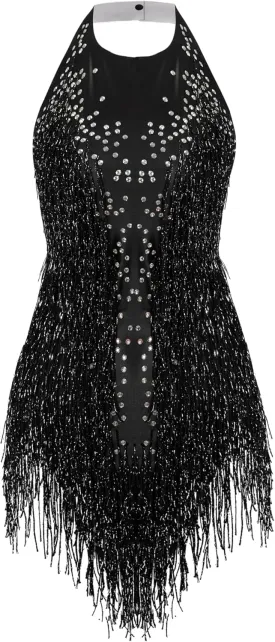 Rhinestones Fringe Skirt Bodysuit Women's Birthday Party Evening Costume Nightclub Dance Wear New Colored