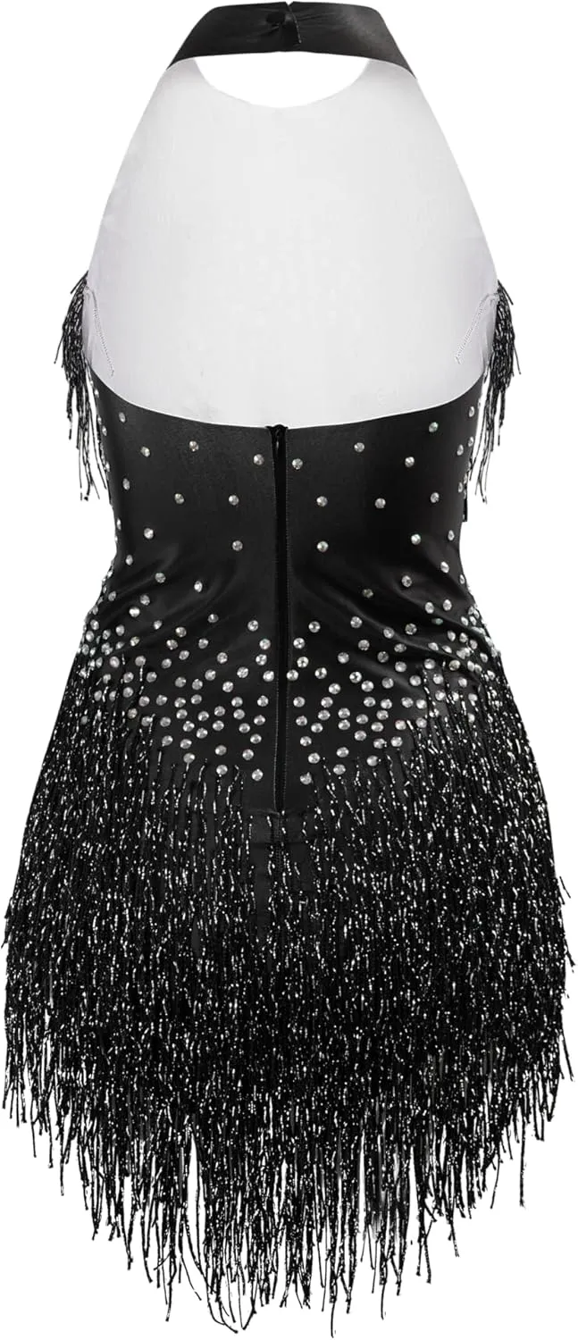 Rhinestones Fringe Skirt Bodysuit Women's Birthday Party Evening Costume Nightclub Dance Wear New Colored