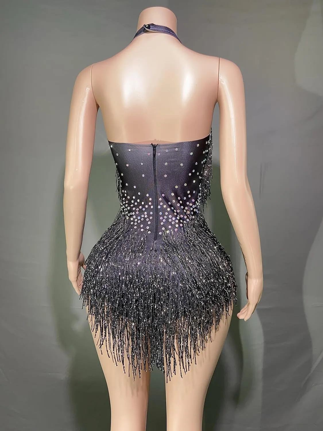 Rhinestones Fringe Skirt Bodysuit Women's Birthday Party Evening Costume Nightclub Dance Wear New Colored