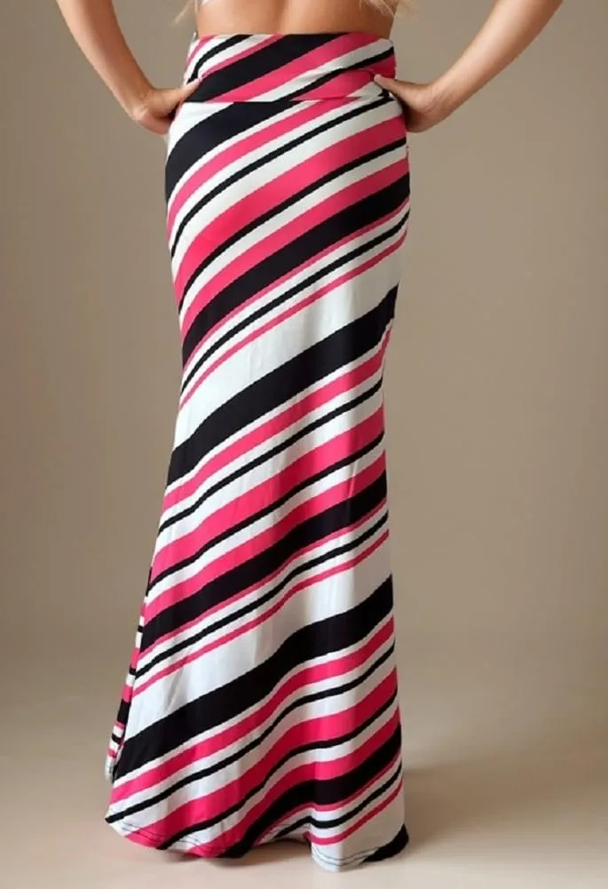 Sorrica Maxi Skirt for Women Multicolored Print High Waist Stretchy Bodycon Floor Length Maxi Skirt