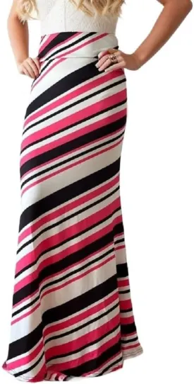 Sorrica Maxi Skirt for Women Multicolored Print High Waist Stretchy Bodycon Floor Length Maxi Skirt
