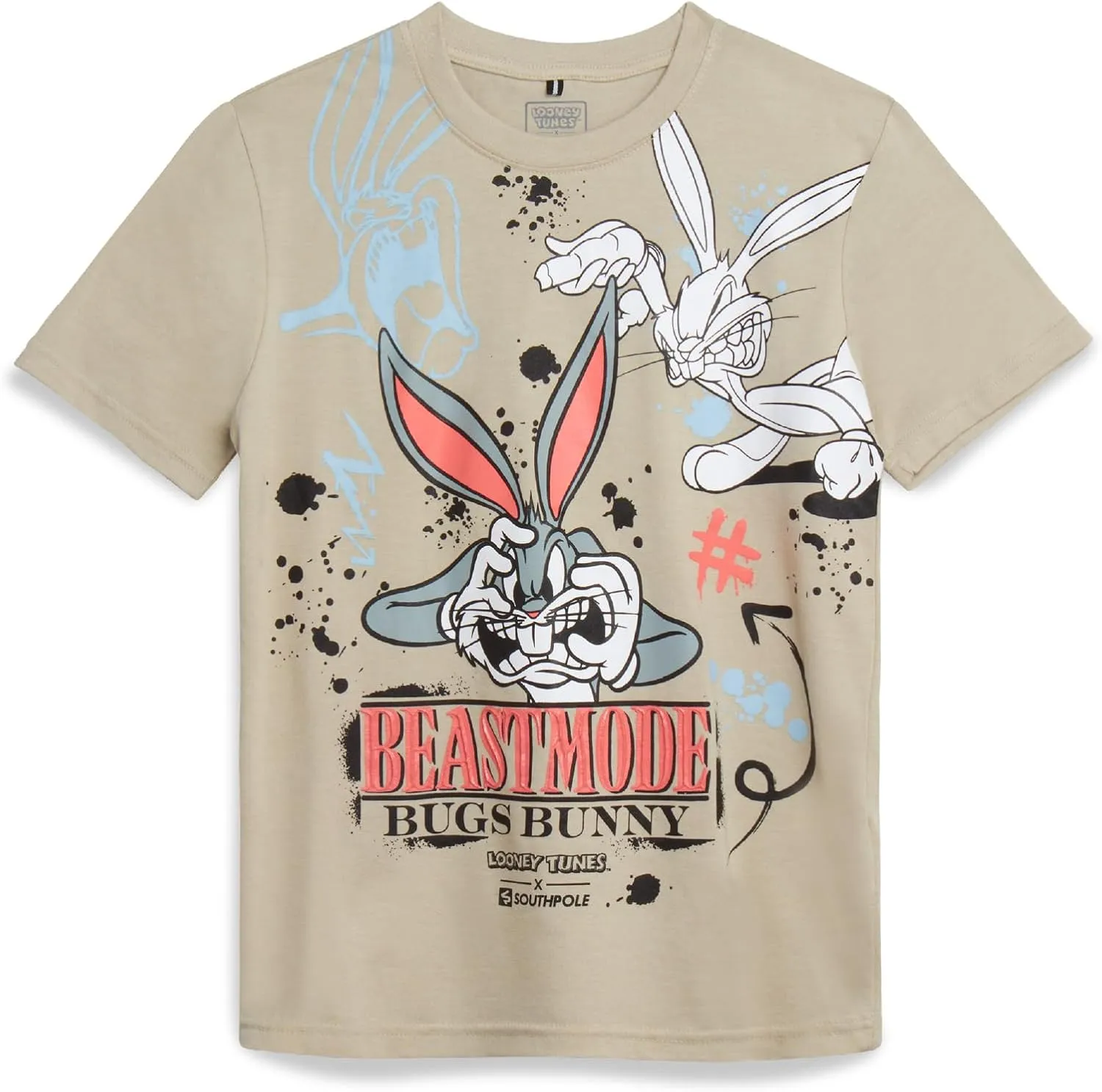 Southpole Boys' Graphic T-Shirts - Looney Tunes Bugs Bunny Tom and Jerry Crewneck Short Sleeve Graphic Tees (Sizes: 8-20)