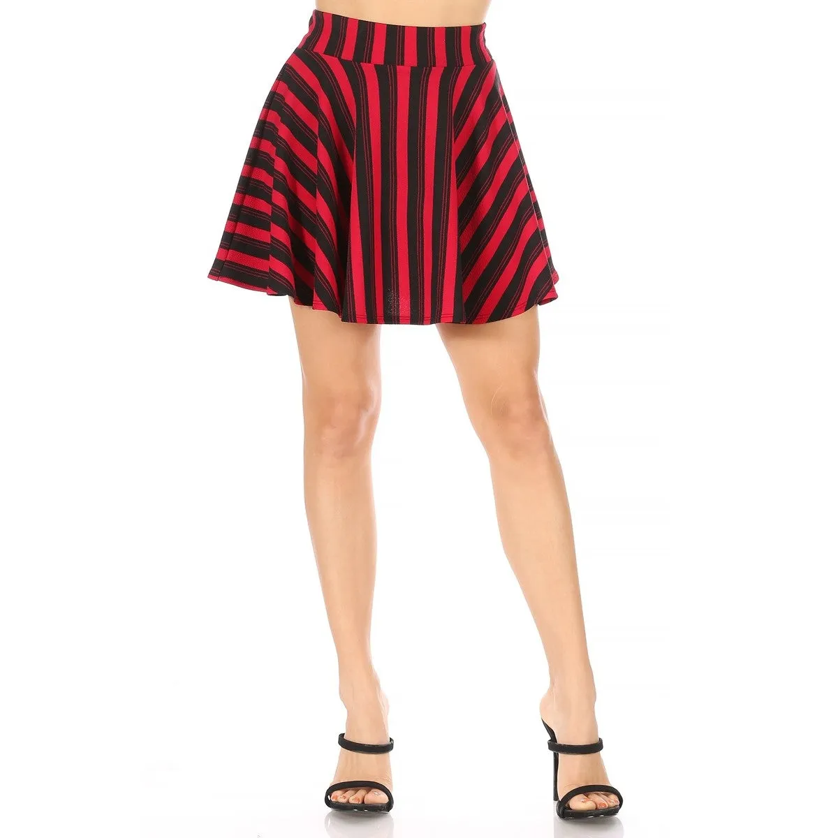 Striped A-line Mini Skater Skirt