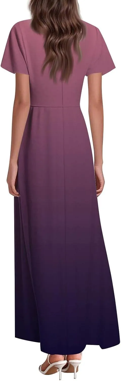 Summer Dress for Women 2025 Elegant Swing Flowy Ruffle V Neck Boho Sun Dresses Trendy Casual Vacation Sundresses