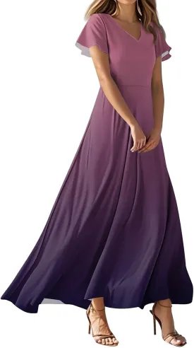 Summer Dress for Women 2025 Elegant Swing Flowy Ruffle V Neck Boho Sun Dresses Trendy Casual Vacation Sundresses