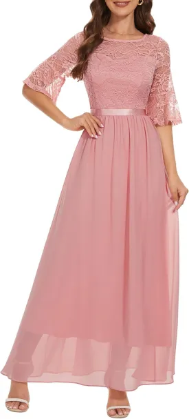 Wedtrend Women's Formal Dresses 2025 Wedding Guest Dress Bell Sleeve Bridesmaid Dresses Maxi Evening Dress