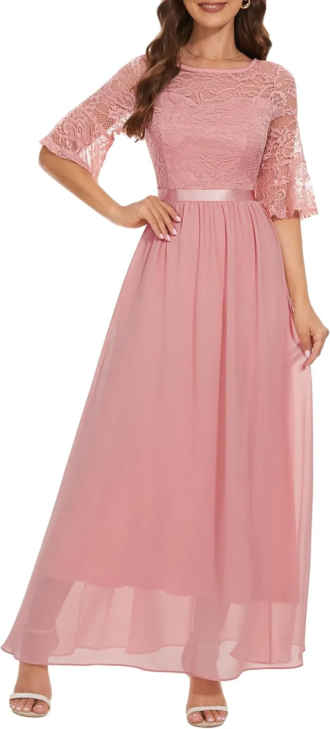 Wedtrend Women's Formal Dresses 2025 Wedding Guest Dress Bell Sleeve Bridesmaid Dresses Maxi Evening Dress