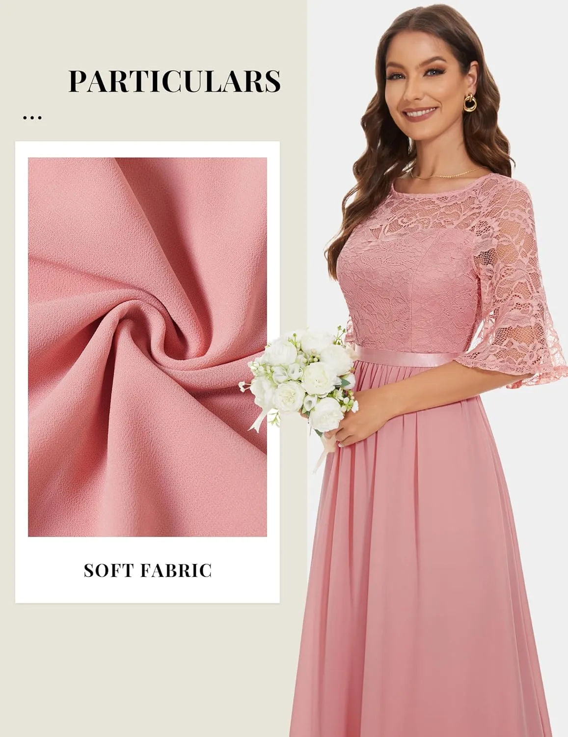 Wedtrend Women's Formal Dresses 2025 Wedding Guest Dress Bell Sleeve Bridesmaid Dresses Maxi Evening Dress
