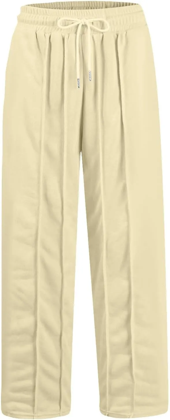 Wide Leg Sweatpants for Women Baggy Comfy Athletic Pants Casual Drawstring High Waisted Track Pants with Pockets
