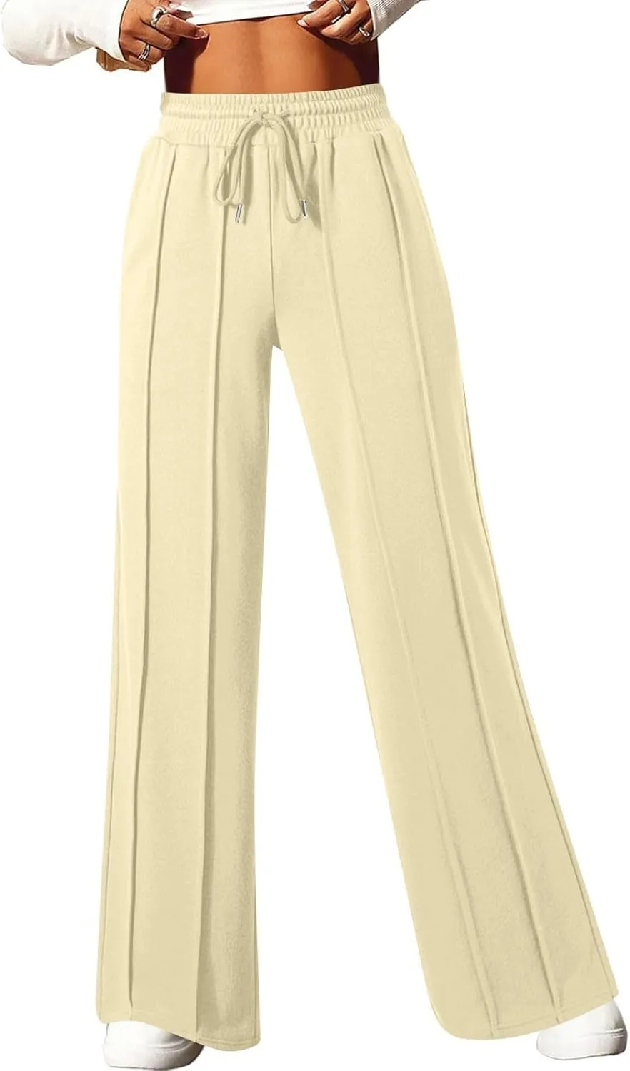 Wide Leg Sweatpants for Women Baggy Comfy Athletic Pants Casual Drawstring High Waisted Track Pants with Pockets