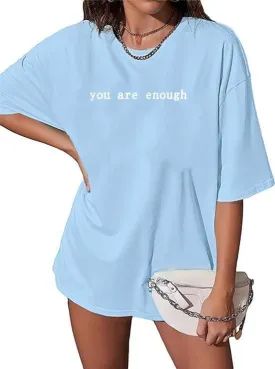 Women Letter Print Vintage Casual Crewneck T-Shirts Short Sleeve Comfy Oversized Shirts Graphic Tees Tops