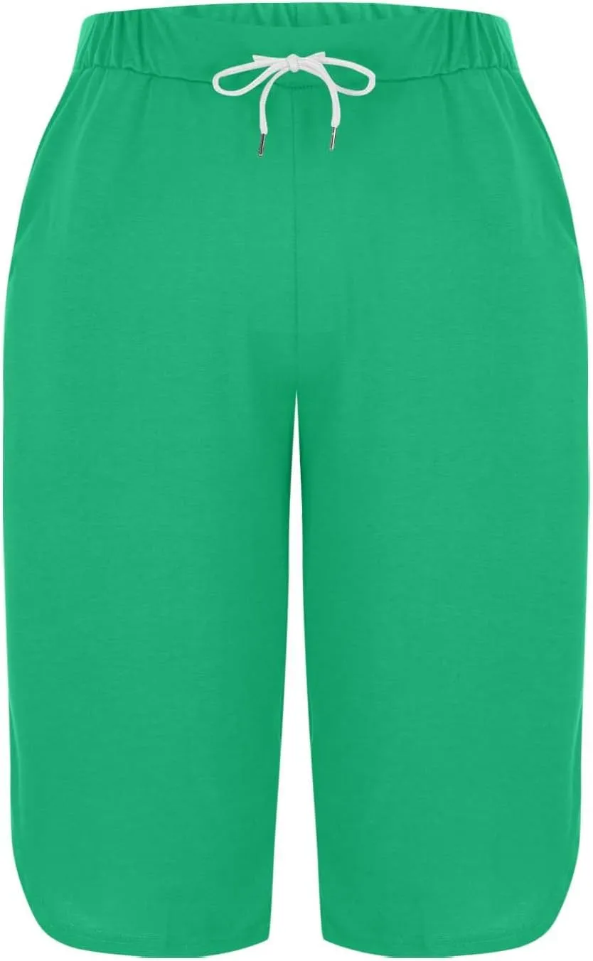 Womens Capri Yoga Pants Loose Workout Joggers Drawstring High Waist Sweatpants Lounge Capris Pants with Pockets