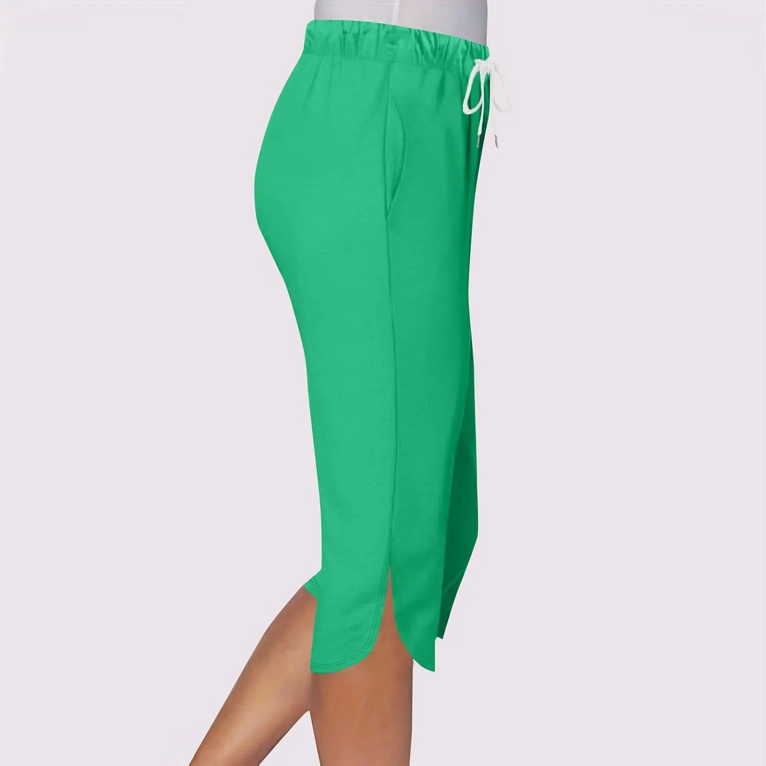 Womens Capri Yoga Pants Loose Workout Joggers Drawstring High Waist Sweatpants Lounge Capris Pants with Pockets